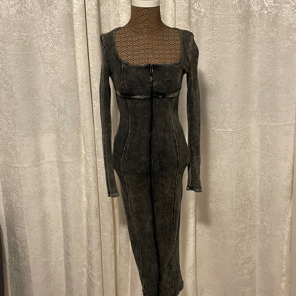 Grey washed out midi dress